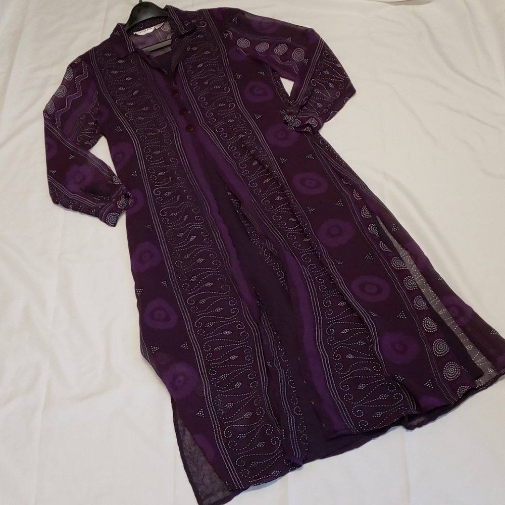 Vintage Kloz Lyne Layer Maxi Tank Dress & Cover Up Cardigan Women's Medium